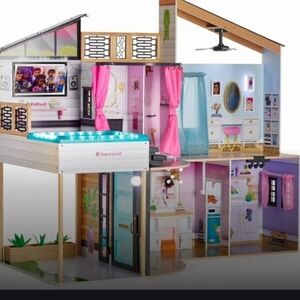 American Girl Dollhouse with Pink and Blue Accents